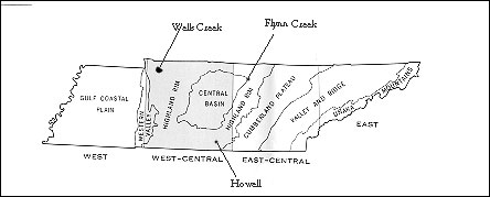 Tennessee Meteor Craters Map