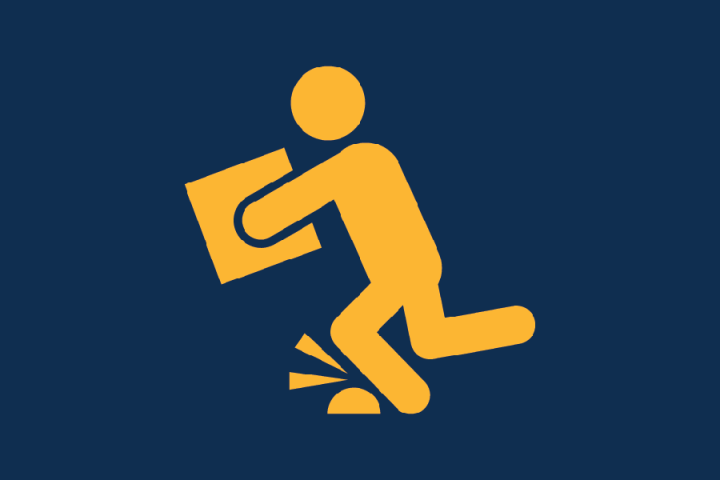 icon of a person tripping while carrying a box